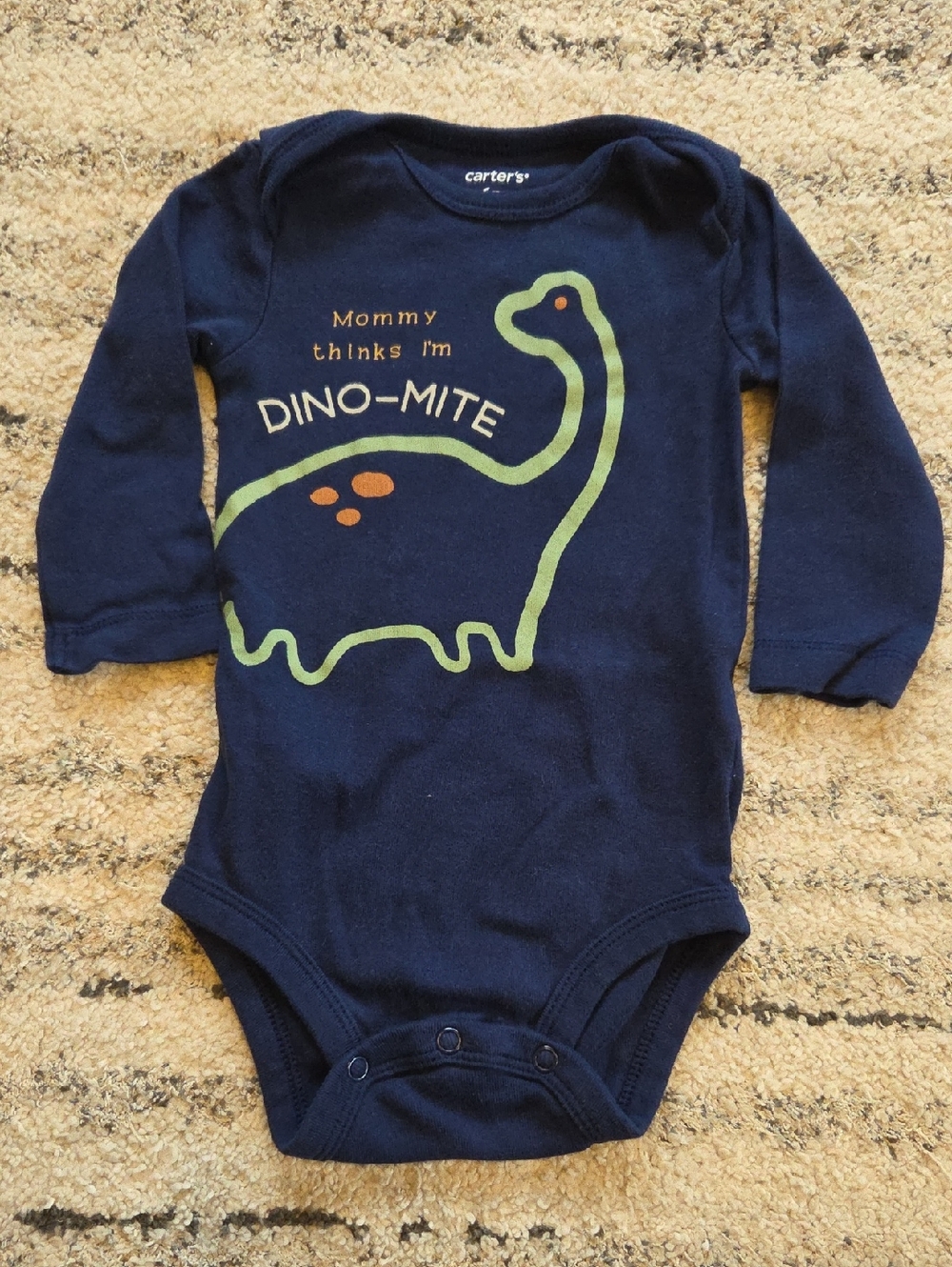 Carter's Navy Blue Dino-Mite Onesie Size 6 Months